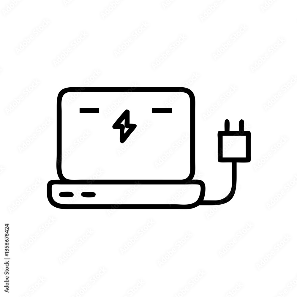 Laptop charging with power plug connected Laptop charging with power plug connected