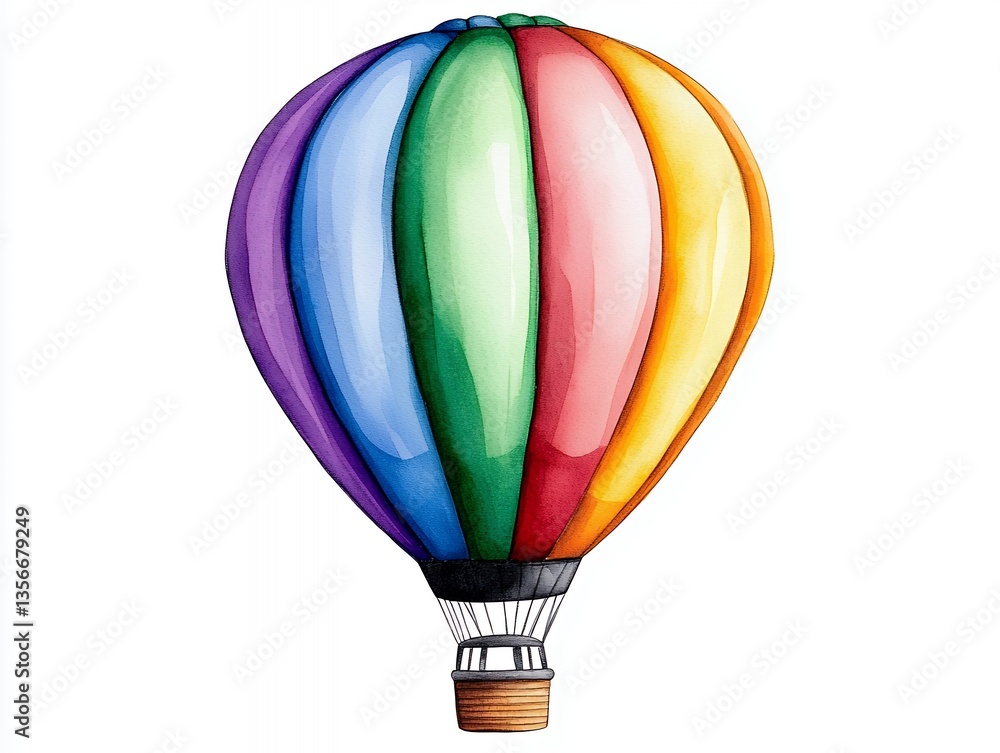 Fototapeta premium Colorful Watercolor Hot Air Balloon Illustration