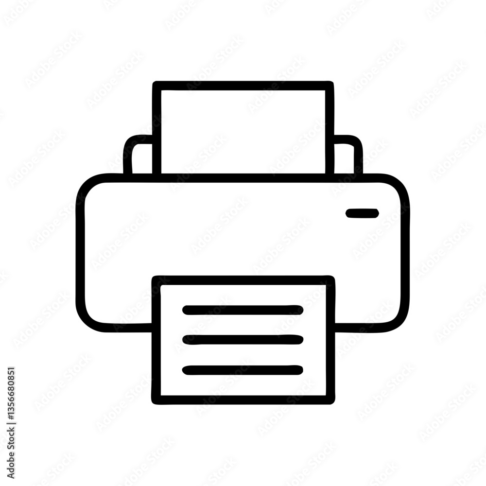 Printer printing document in minimalistic style Printer printing document in minimalistic style