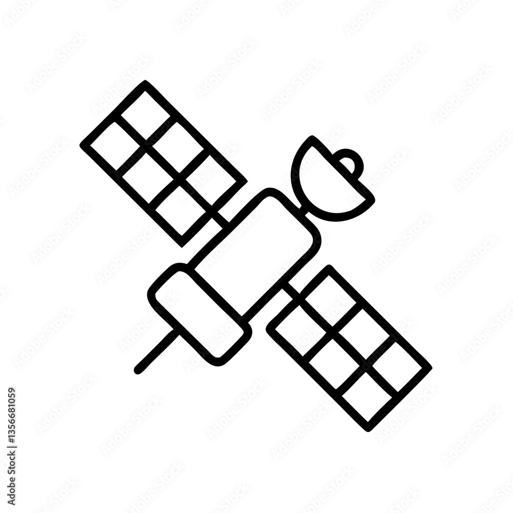 Satellite Outline Icon Illustrating Space Technology Satellite Outline Icon Illustrating Space Technology