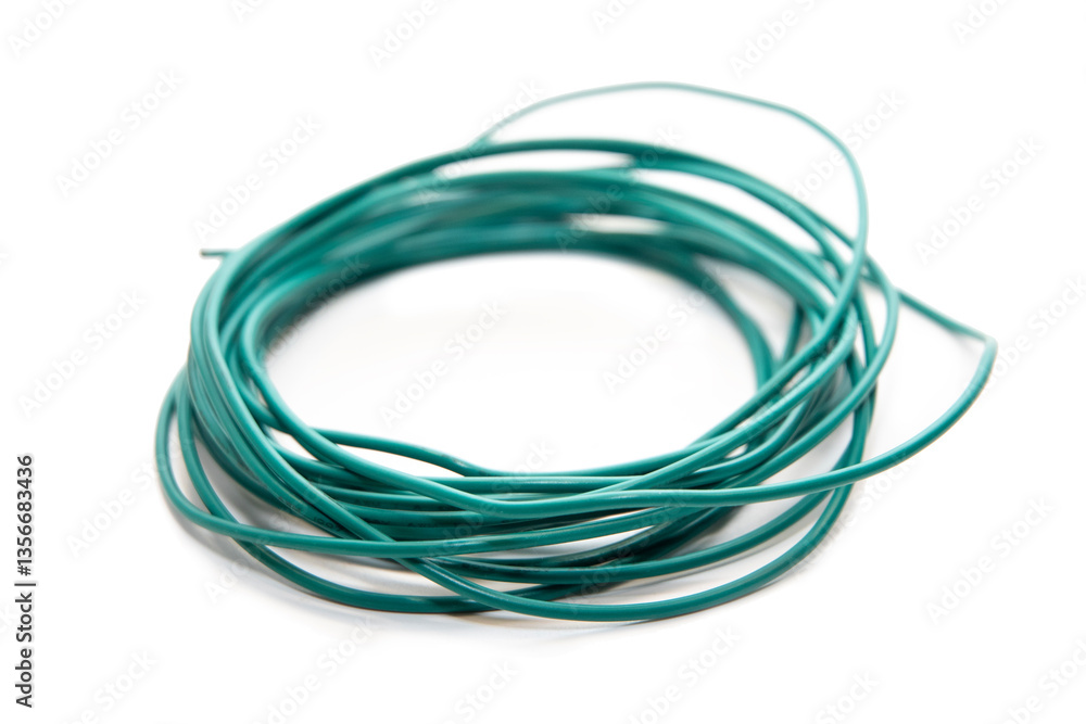 Green electric cables isolated Green electric cables isolated
