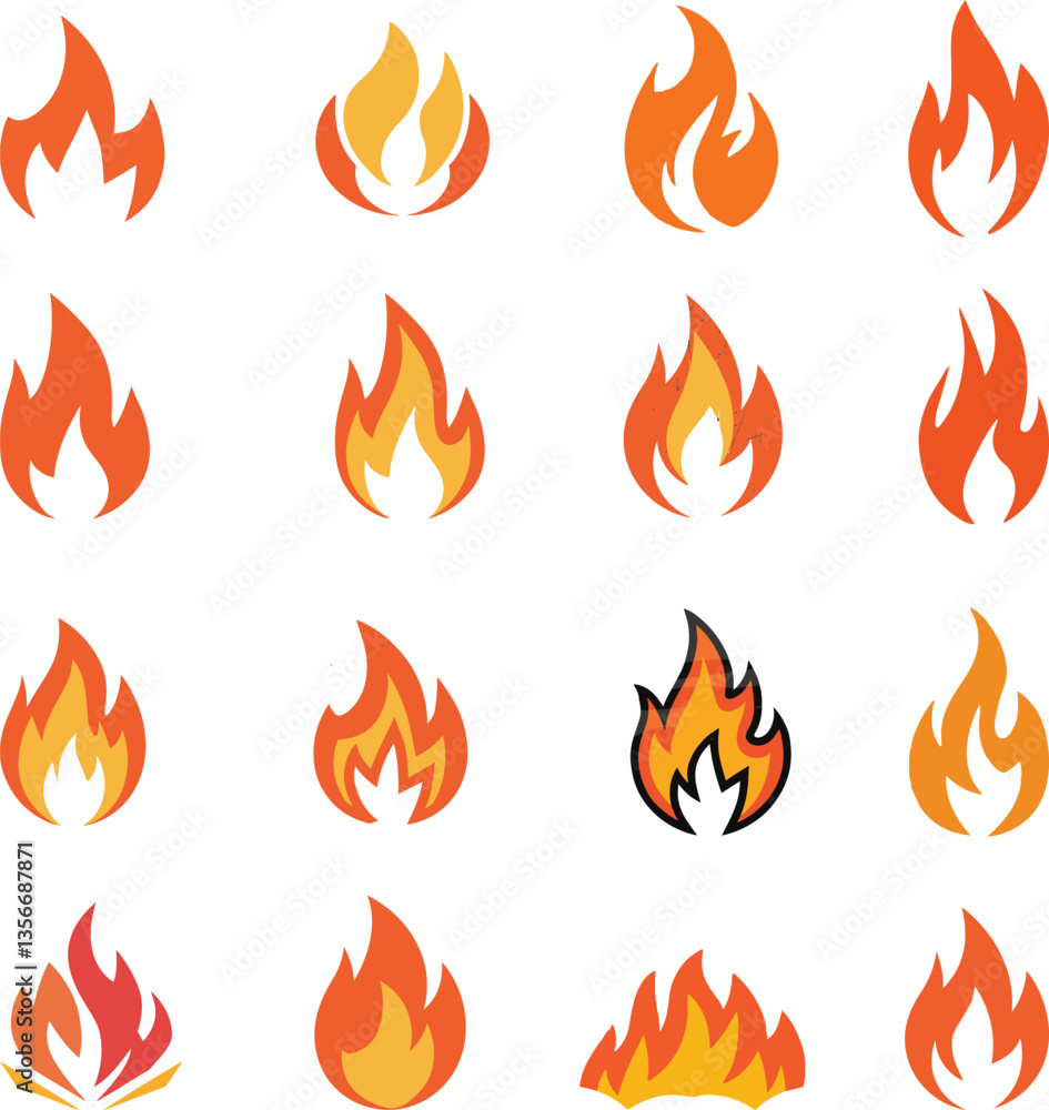 Fire icons set. Fire symbol set. Vector illustration.logo design Fire icons set. Fire symbol set. Vector illustration.logo design