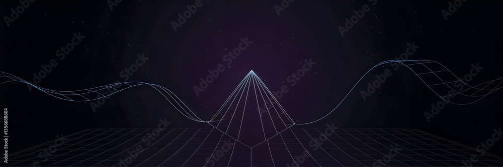 Obraz premium Wavy line forming into a triangle against a starry night sky