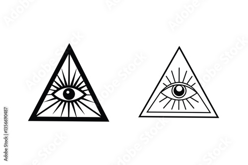 All-seeing Eye, Masonic Symbol, Illuminati Triangle, Eye of Providence, Two Variations