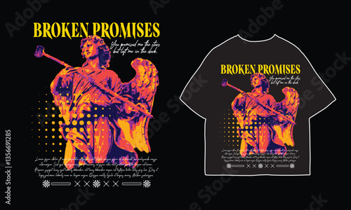 streetwear t shirt design vector illustration, Christian brutalism graphic t-shirt design, urban artwork for clothing design