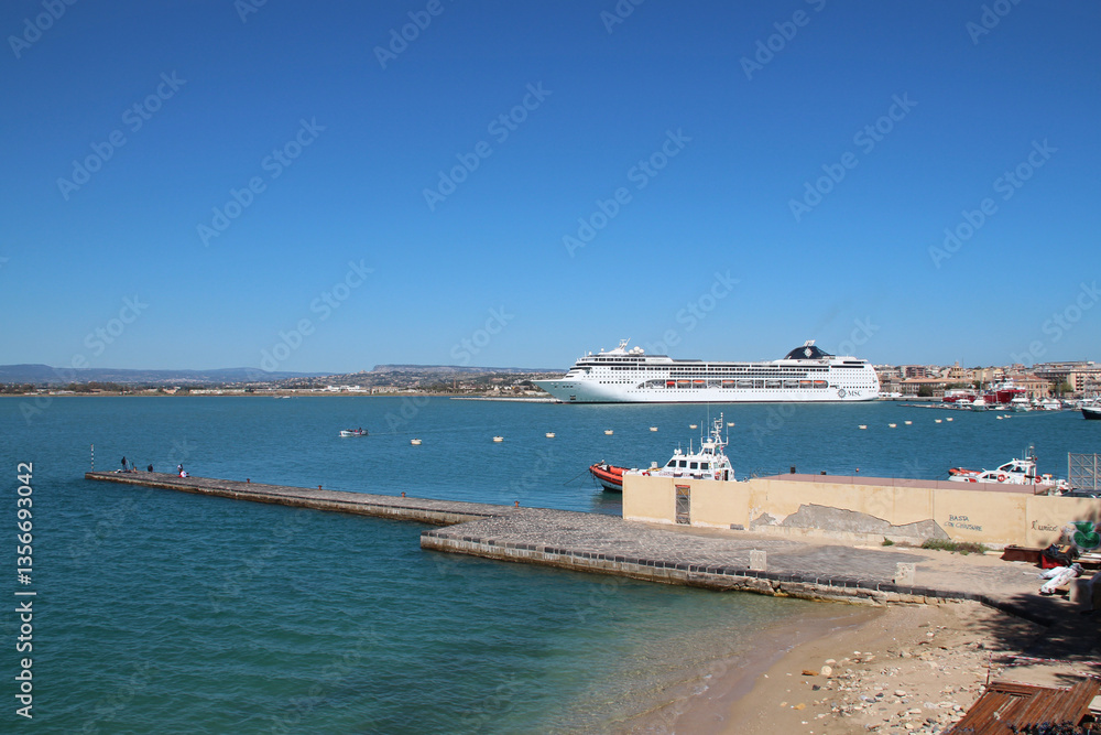 mediterranean sea in syracuse in sicily in italy