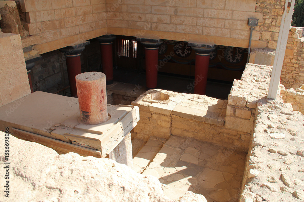 ruined ancient palace (knossos) closed to heraklion in crete in greece