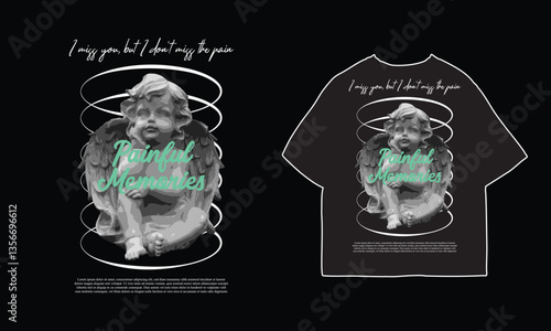 streetwear t shirt design vector illustration, Christian brutalism graphic t-shirt design, urban artwork for clothing design