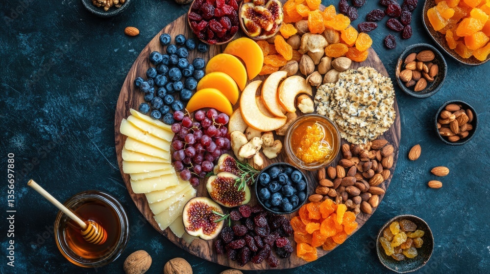 An intricate Eid-themed charcuterie board featuring crescent-shaped cheese slices An intricate Eid-themed charcuterie board featuring crescent-shaped cheese slices