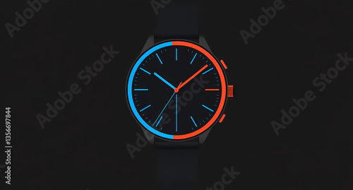 Wallpaper Mural Time's Embrace: An artistic portrayal of a sleek wristwatch, rendered with modern aesthetics, its face radiating the elegance of precision. Torontodigital.ca