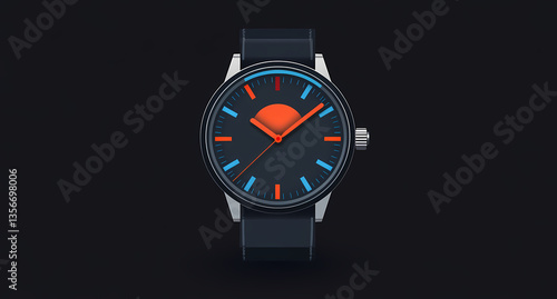 Wallpaper Mural Time's Elegance: A stylish wristwatch with a vibrant sunburst design. This is a visually striking image Torontodigital.ca