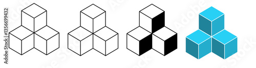 3 stacked congruent cubes