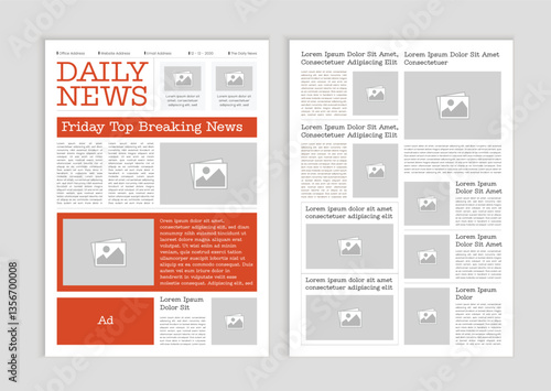 News column articles newsprint magazine design. Newspaper layout template. Brochure newspaper sheets. Editorial journal vector template design