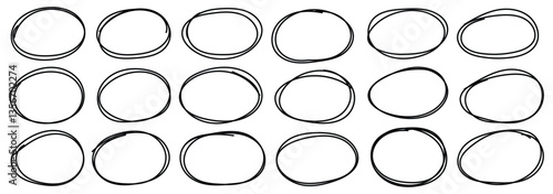 Hand drawn scribble circles set. Set of Hand drawn circle line sketch. Highlight circle frames. Vector illustrator.