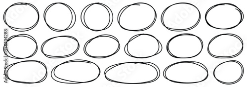 Hand drawn scribble circles set. Set of Hand drawn circle line sketch. Highlight circle frames. Vector illustrator.