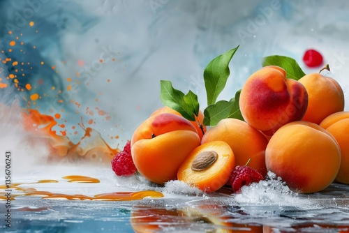 Fresh Apricots Painted in Watercolor with Blending Background