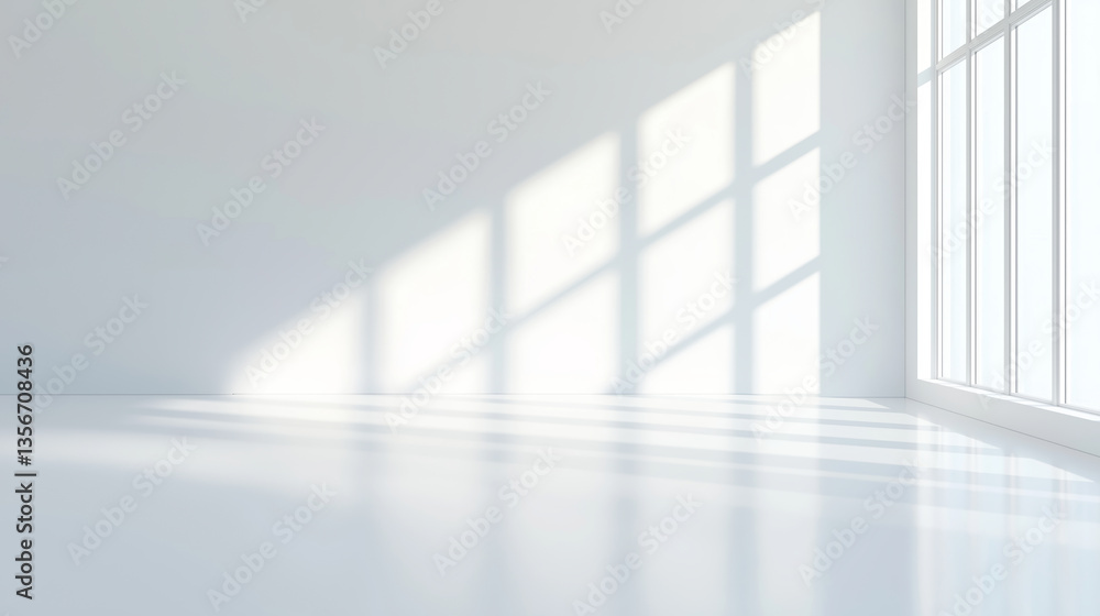 Fototapeta premium Sunlight Streaming Through Window in Minimalist Room