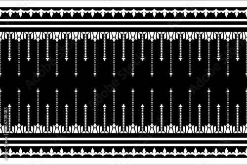 Ethnic sadu carpet and wallpaper designs for versatile applications black and white