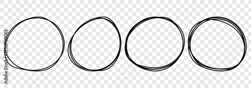Scribble horizontal ellipse in rounder. Round scrawl frames. Pencil line vector. Doodle black circle, pen draw. Vector circular scribble doodle round circles for message note mark design element. 