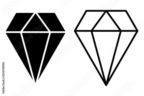 Vector illustration of Diamond icon set isolated on transparent background
