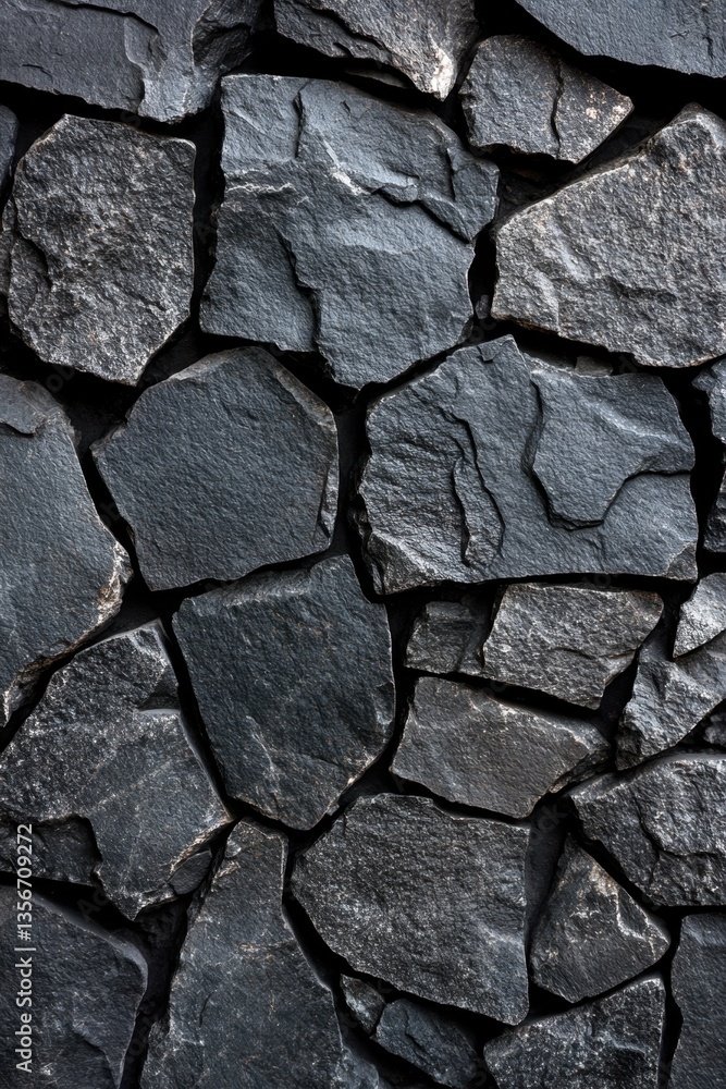 Fototapeta premium Dark Gray Stone Wall Texture Background with Natural Rock Pattern and Rough Surface for Construction