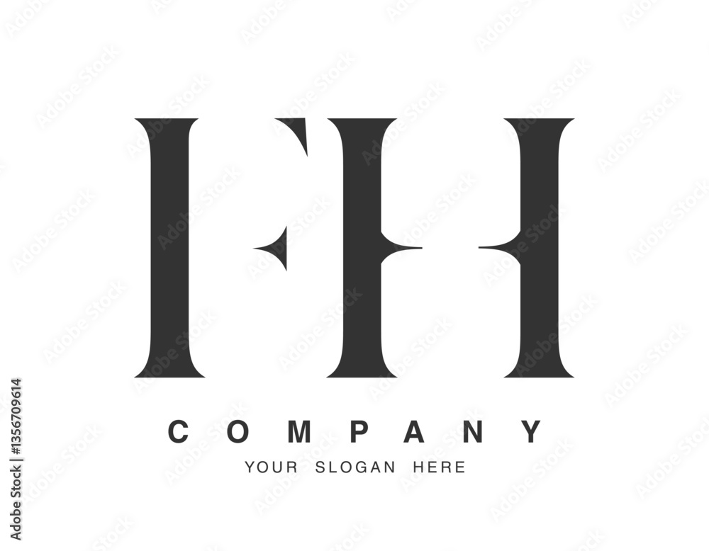 FH logo design. Initial letter f and h serif font style. Creative classic company name typography. Trendy logotype or identity. FH logo design. Initial letter f and h serif font style. Creative classic company name typography. Trendy logotype or identity.