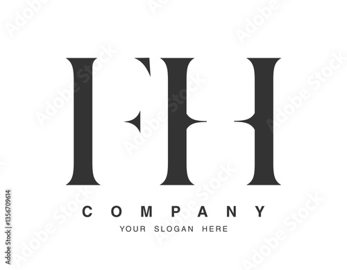 FH logo design. Initial letter f and h serif font style. Creative classic company name typography. Trendy logotype or identity.