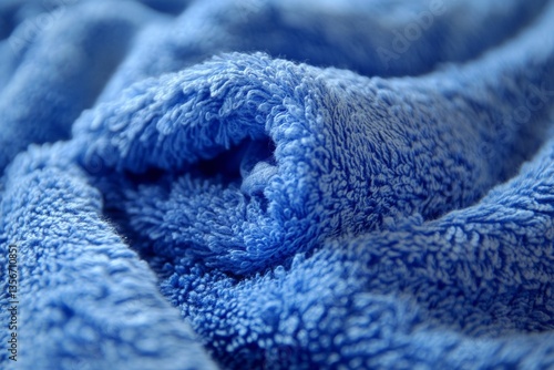 Soft blue towel with textured fabric displayed in a cozy setting during afternoon light