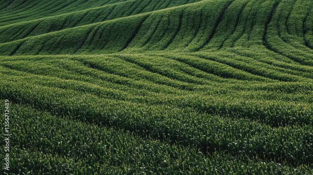 Aerial View of a Lush Green Agricultural Field with Rows of Crops Aerial View of a Lush Green Agricultural Field with Rows of Crops