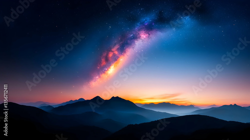 Wallpaper Mural Majestic Milky Way Galaxy Over Silhouetted Mountains at Sunrise Torontodigital.ca
