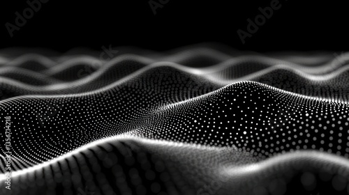 Abstract grayscale wave of particles.