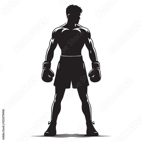 Quick Reflexes Boxer silhouette, dodging with lightning speed - Boxer illustration - Minimalist Boxer vector - Master of movement

