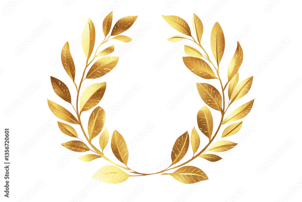 Obraz premium Golden Leaf Wreath On Transparent or white Background. Elegant Vector Design