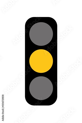 Traffic light icon isolated on white background. Traffic light illustration showing yellow light. Colored traffic light sign.