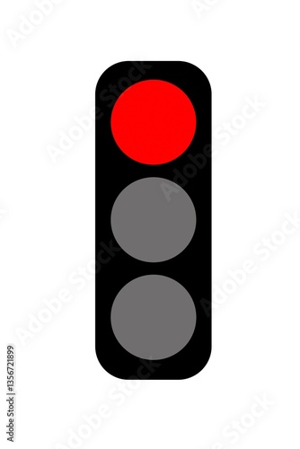 Traffic light icon isolated on white background. Traffic light illustration showing red light. Colored traffic light sign.