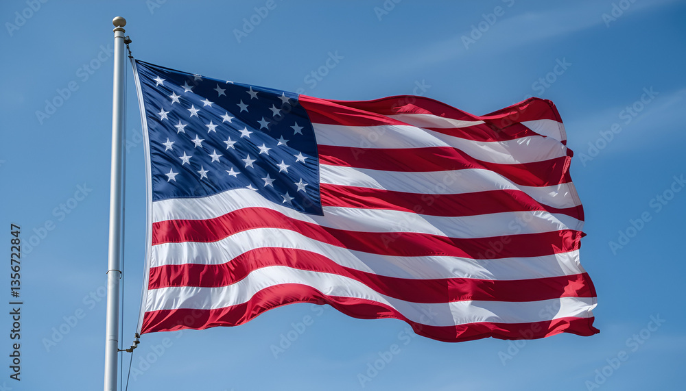 Obraz premium The US flag is fluttering.