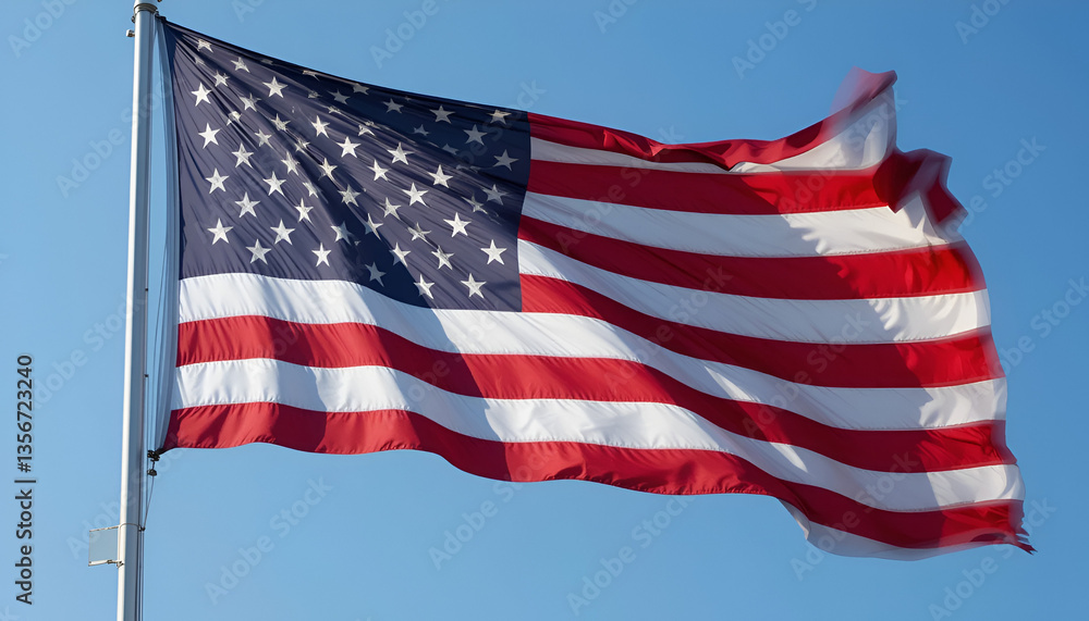 Fototapeta premium The US flag is fluttering.