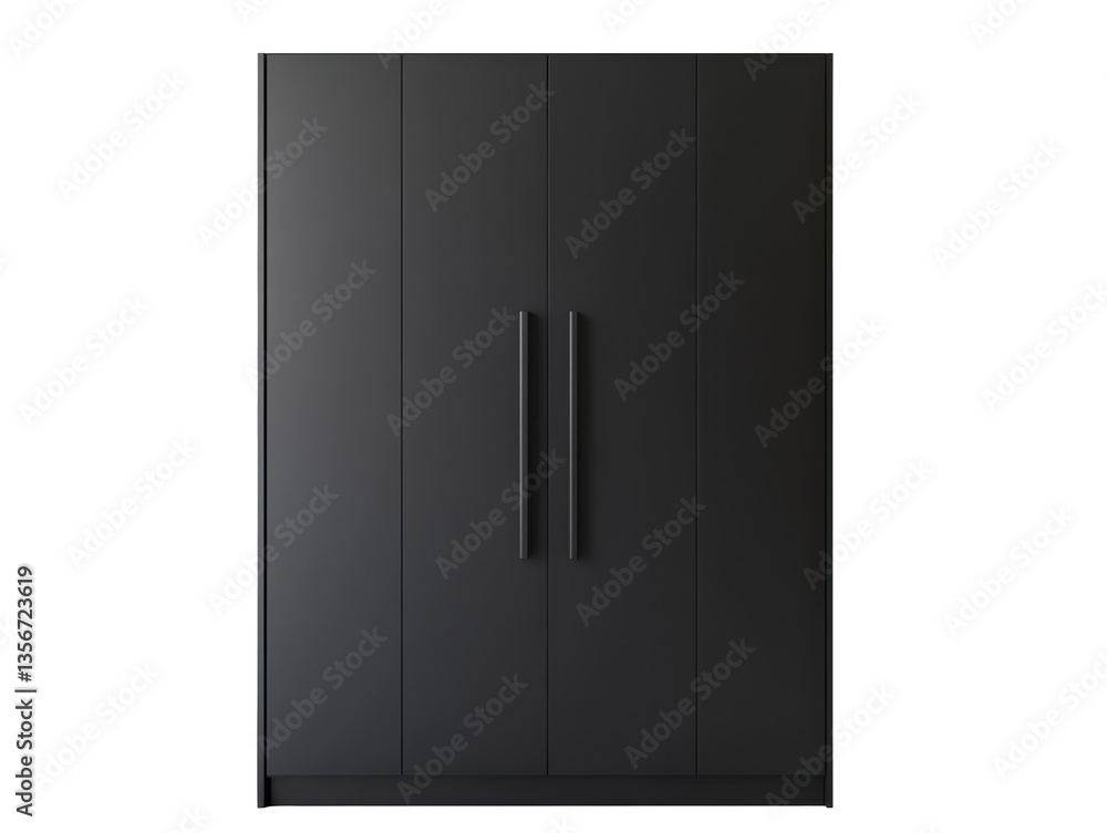 Modern black wardrobe with sleek design for stylish interiors on Transparent Background Modern black wardrobe with sleek design for stylish interiors on Transparent Background