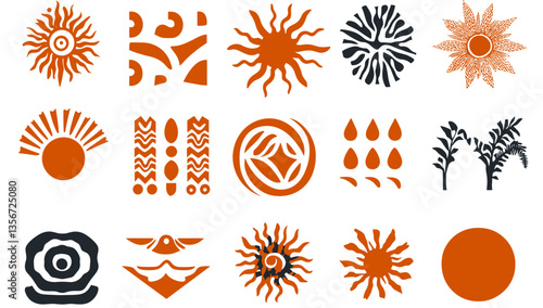 Sun Symbol Collection: A versatile collection of stylized sun symbols, perfect for adding a touch of warmth and positivity to any design project.