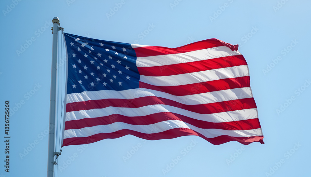 Obraz premium The US flag is fluttering.