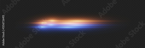 Special effect of light neon beam. On a transparent background.