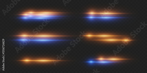 Special effect of light neon beam. On a transparent background.