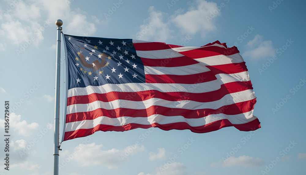 Naklejka premium The US flag is fluttering.