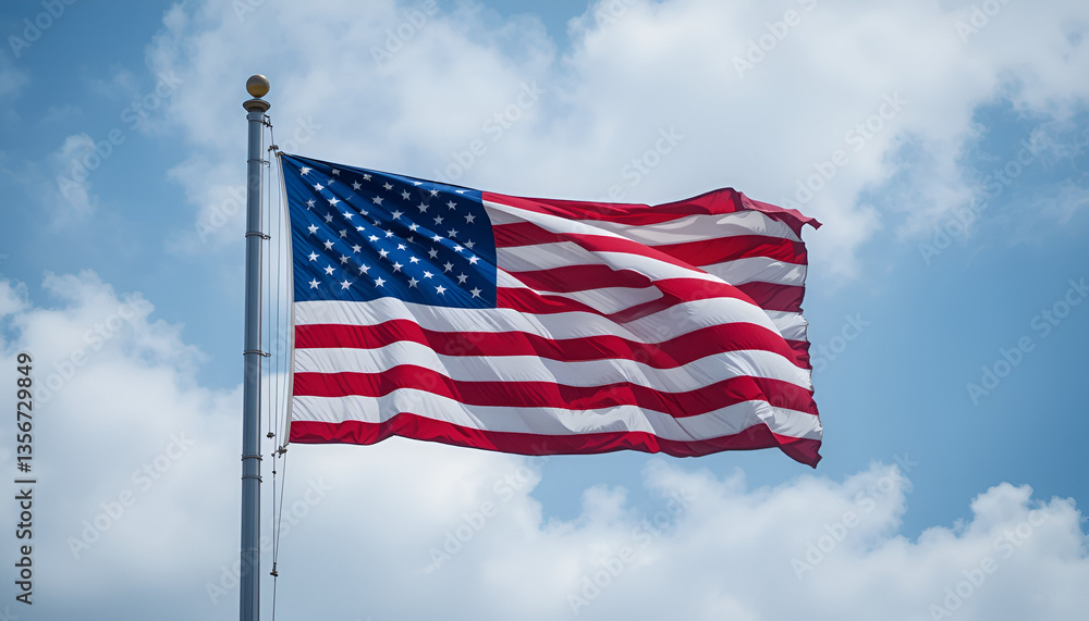 Fototapeta premium The US flag is fluttering.