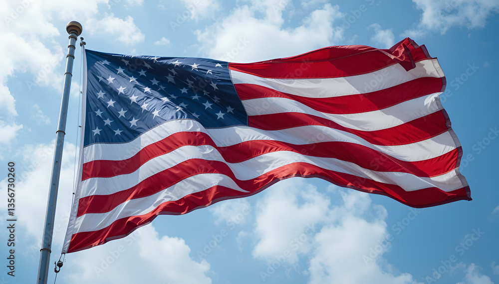 Obraz premium The US flag is fluttering.