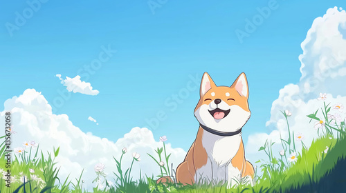 Happy Shiba Inu in a Sunny Meadow
