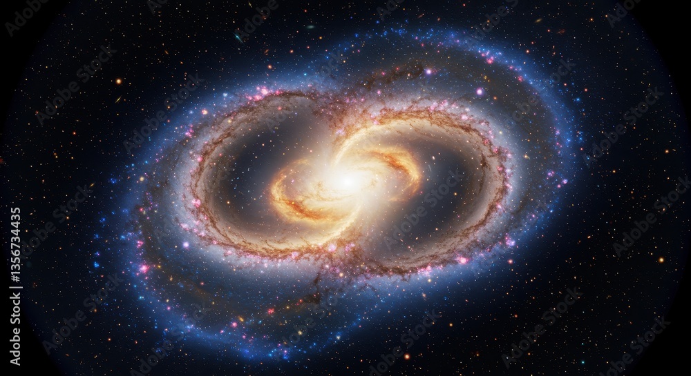 Fototapeta premium Arp 273: A Stunning Cosmic Dance of Two Galaxies