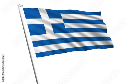  3D Illustration of greek Flag Waving in Motion