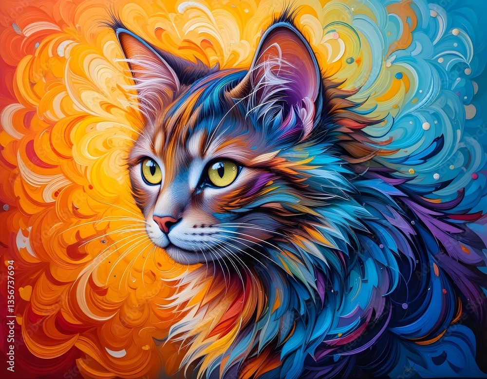 Fototapeta vector illustration of an abstract cat