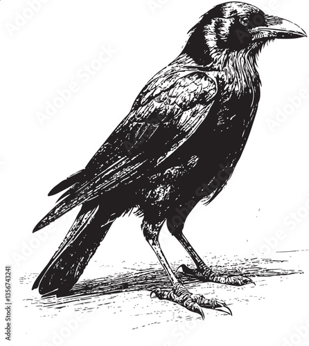 a crow is standing on the ground